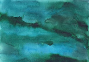 a painting of green and blue watercolor