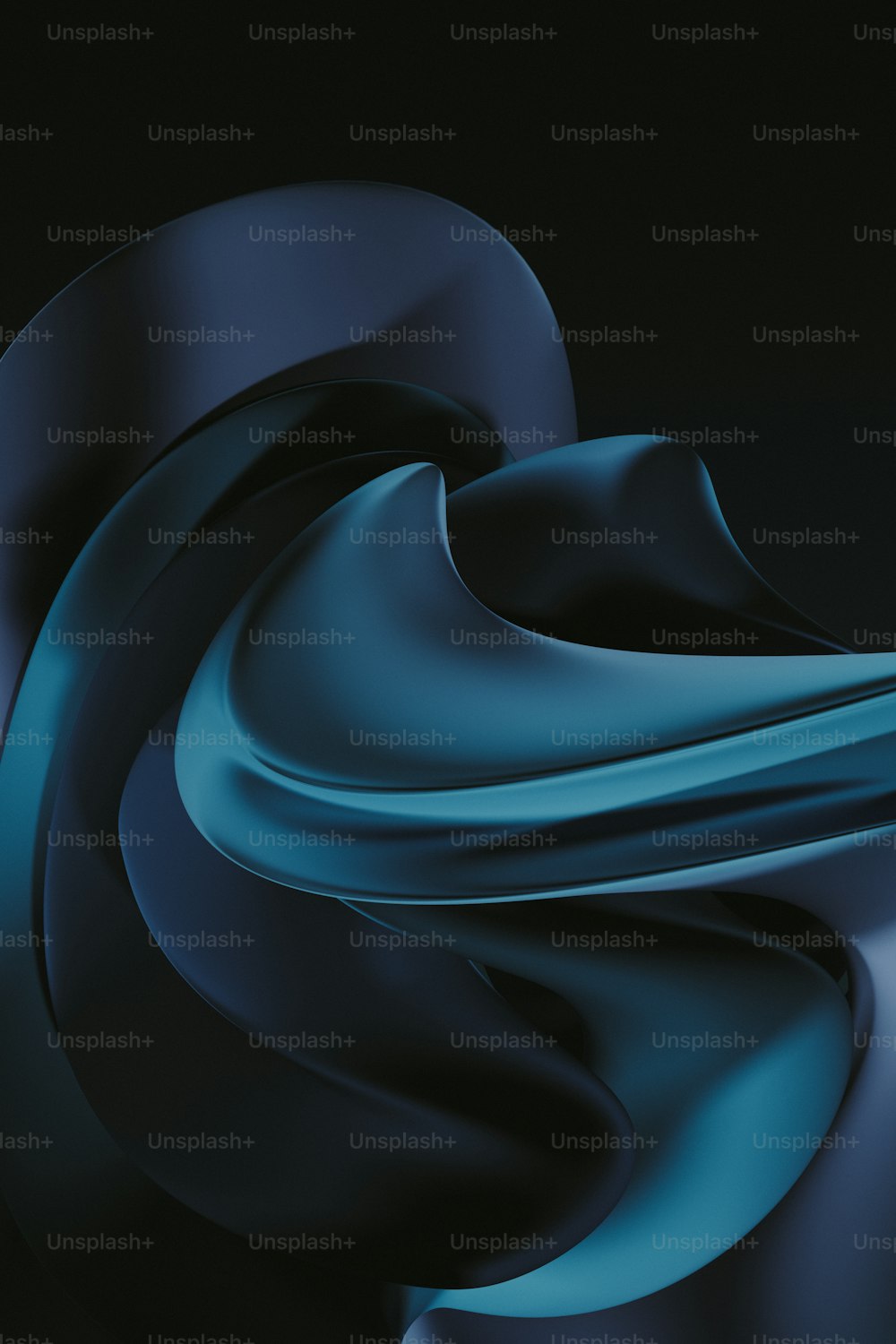 uno sfondo astratto nero e blu con curve