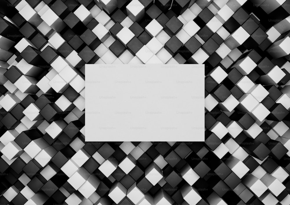 uma foto em preto e branco com um quadrado branco no meio
