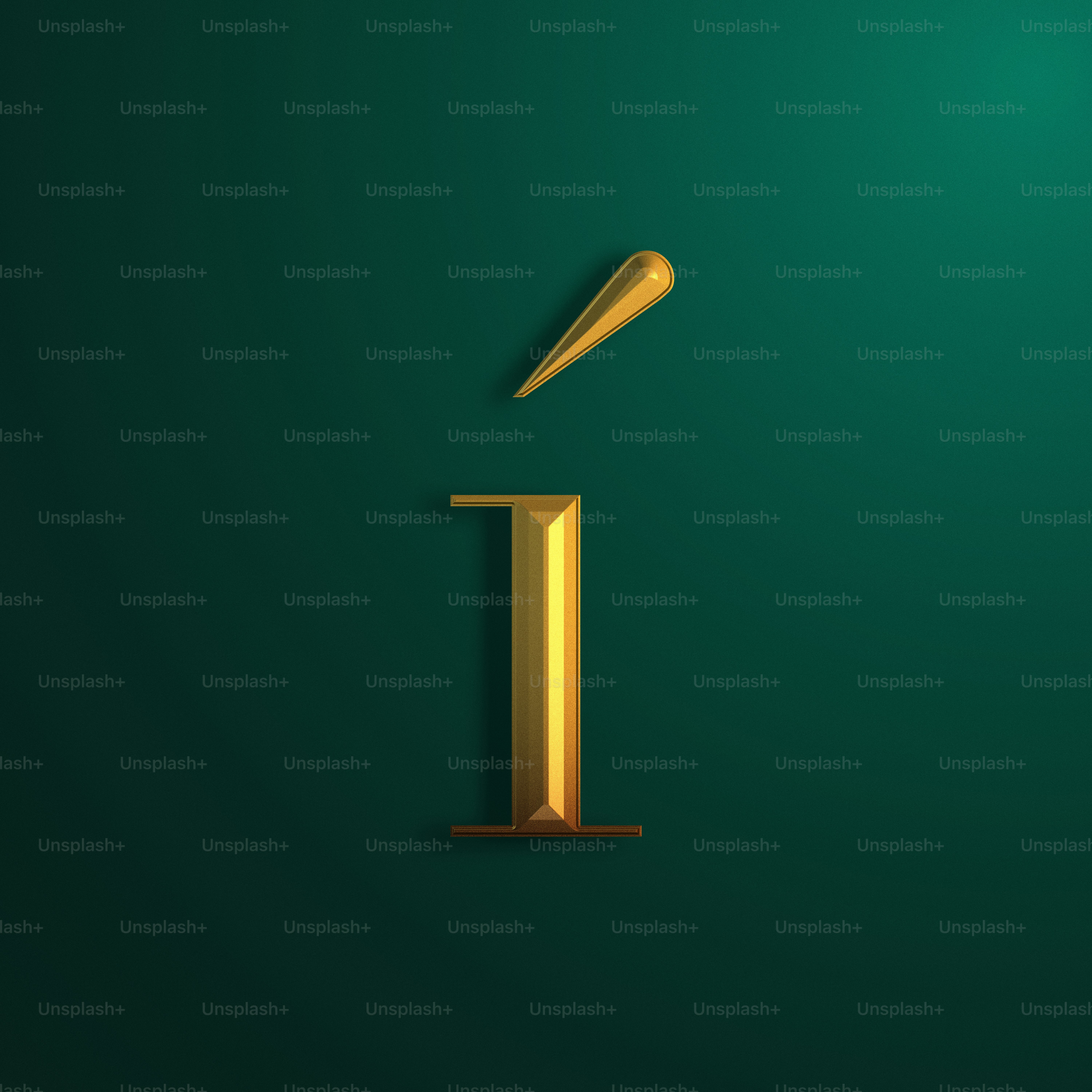 the letter i is made up of gold foil