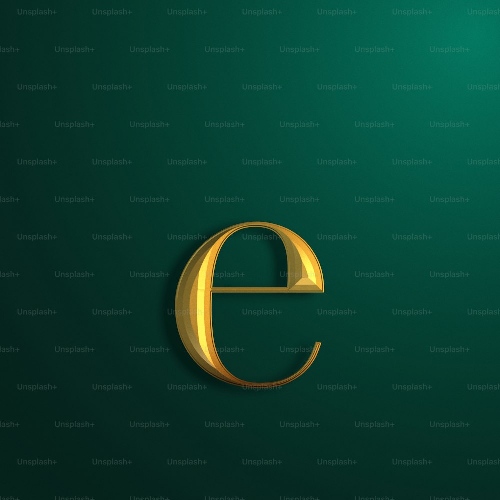 Una letra E dorada sobre un fondo verde