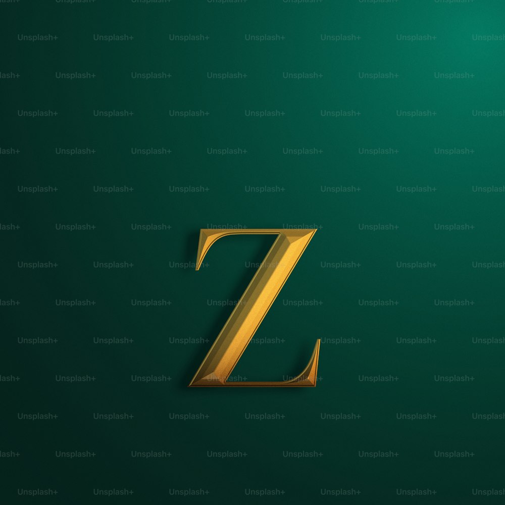 a golden letter z on a green background