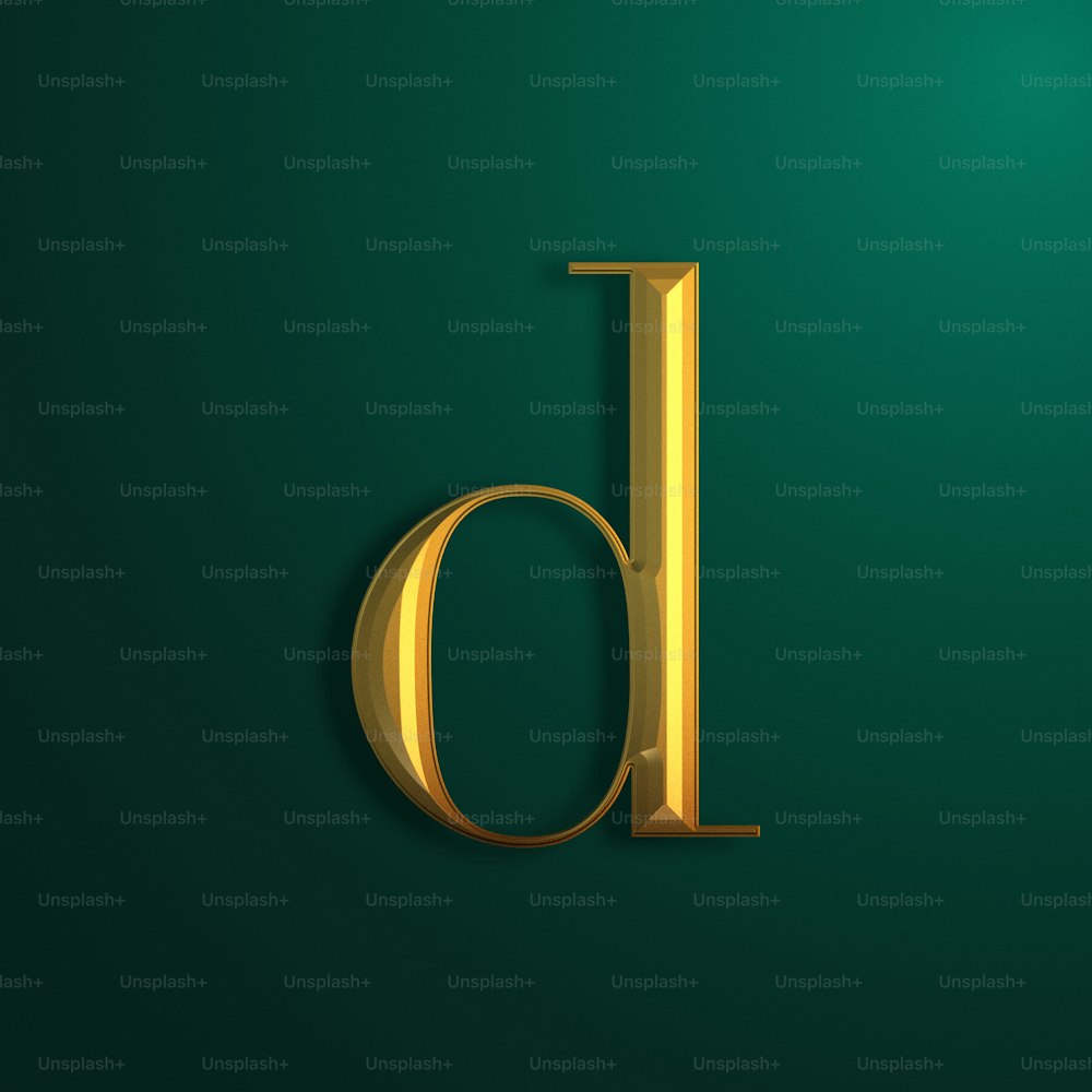 the letter o in gold on a green background