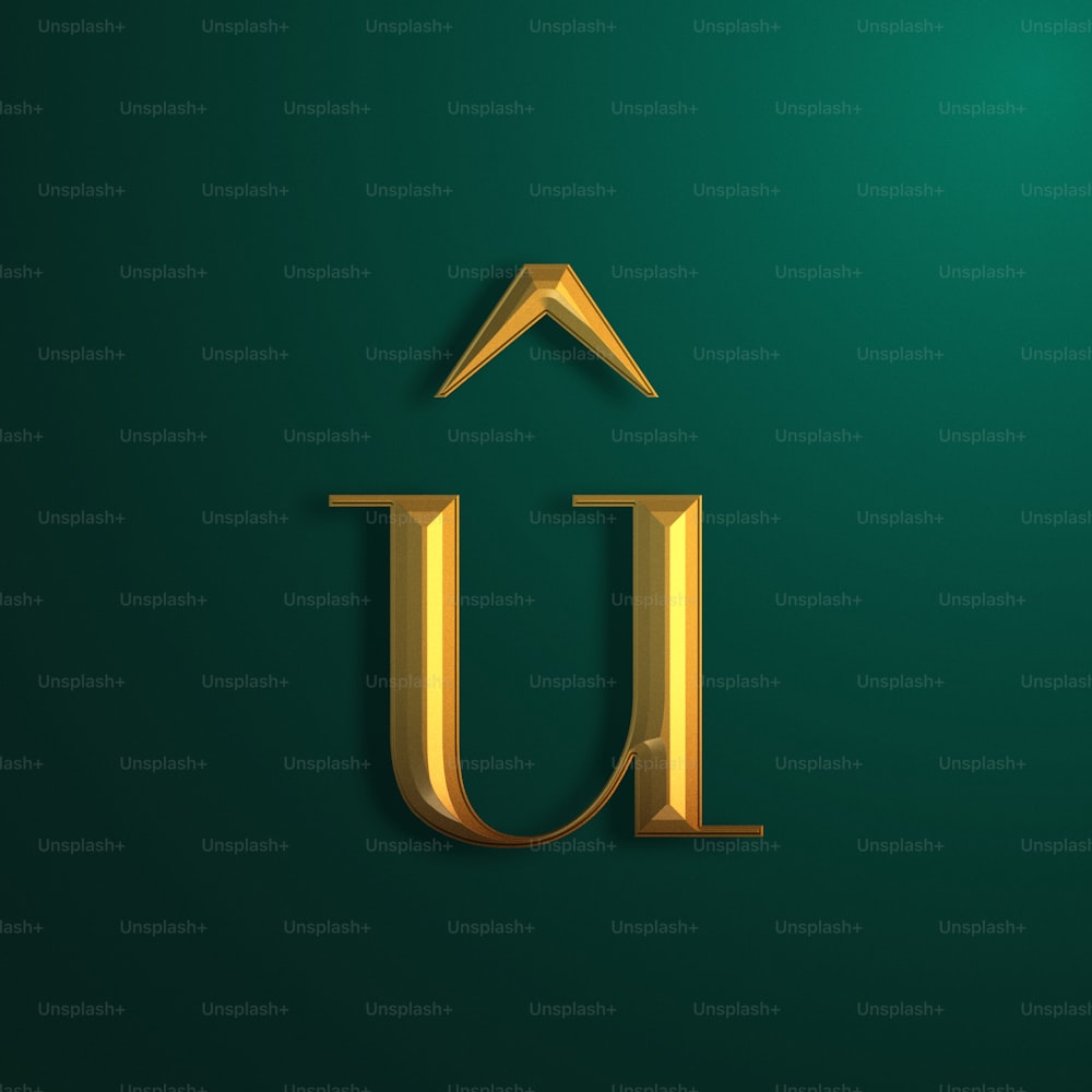 Der Buchstabe U in Gold auf grünem Hintergrund
