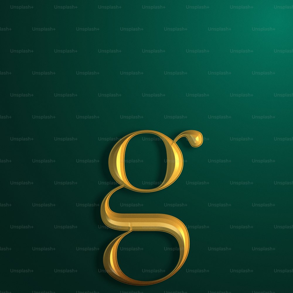 a gold letter g on a green background