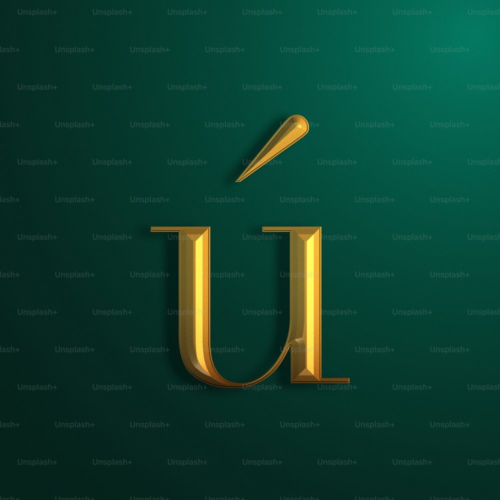 the letter u is made up of gold foil