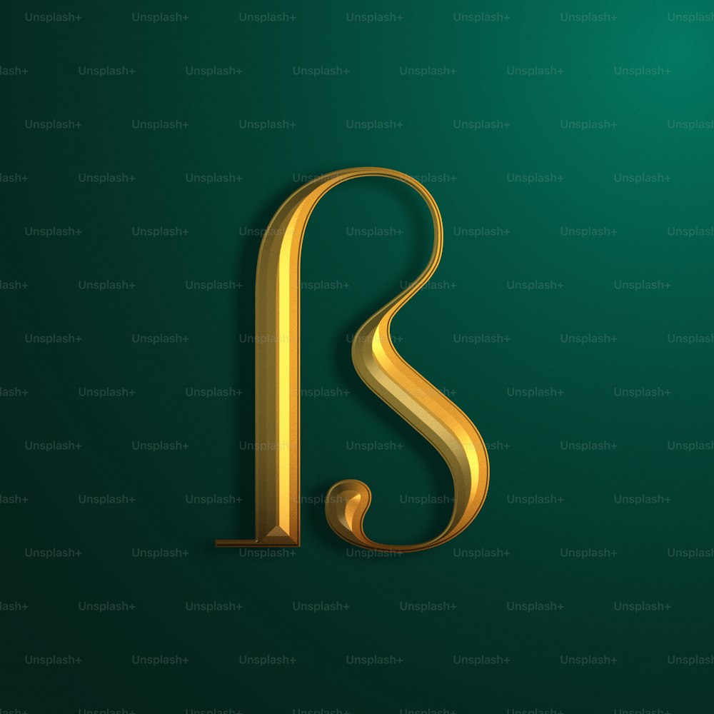 a golden letter s on a green background