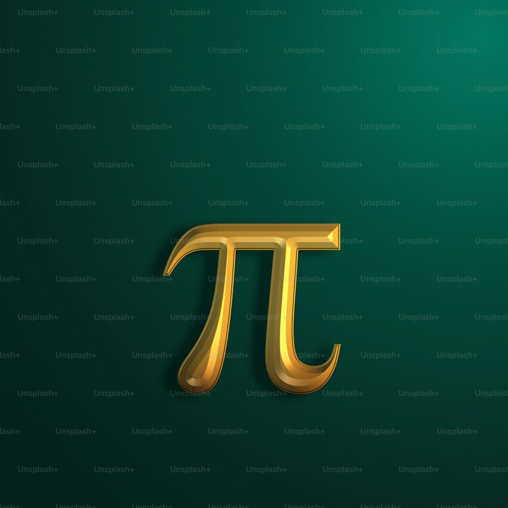 a golden pi symbol on a green background