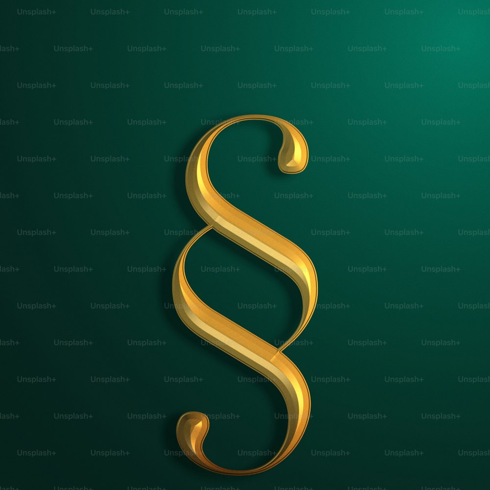 Una lettera d'oro S su sfondo verde