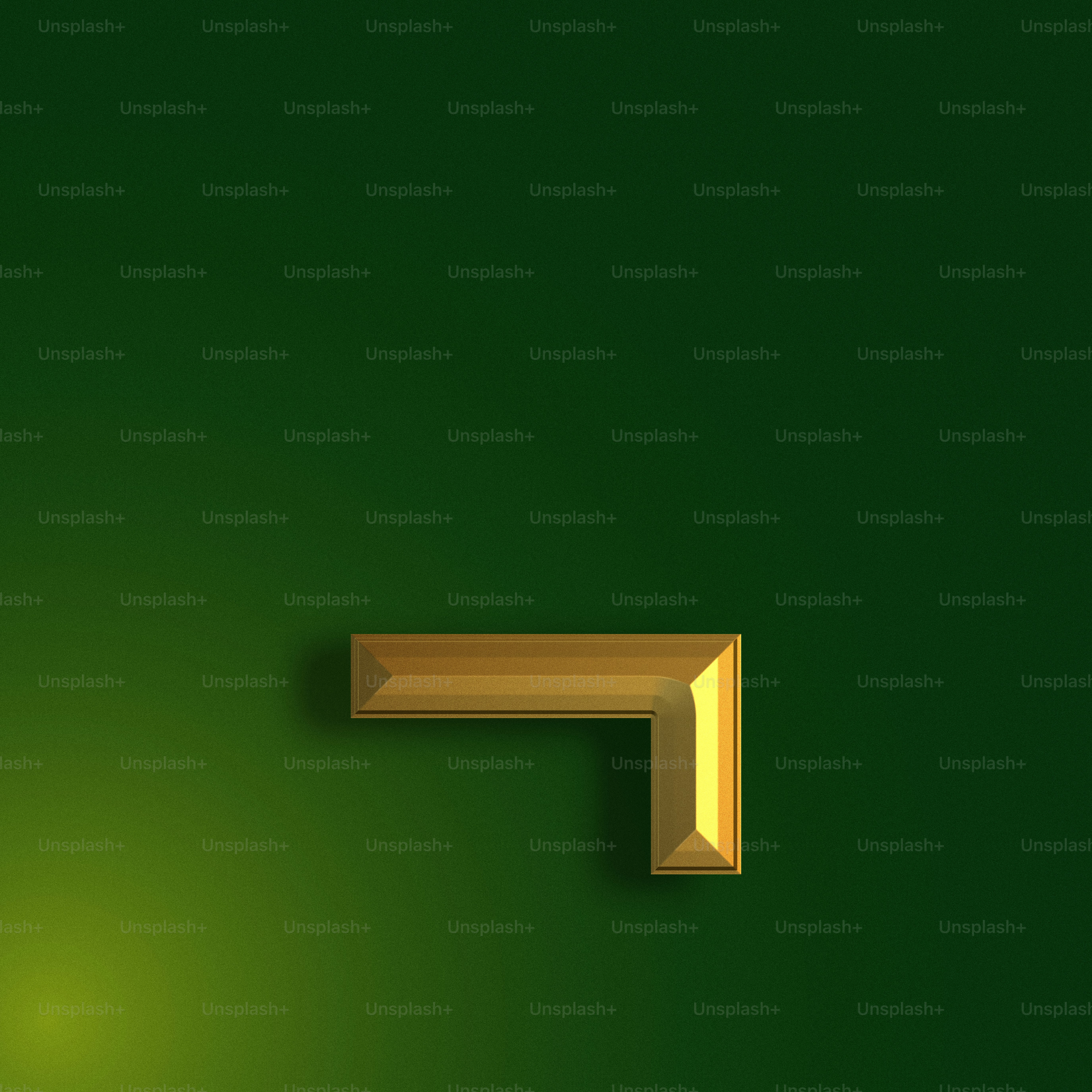 a green wall with a gold letter f on it
