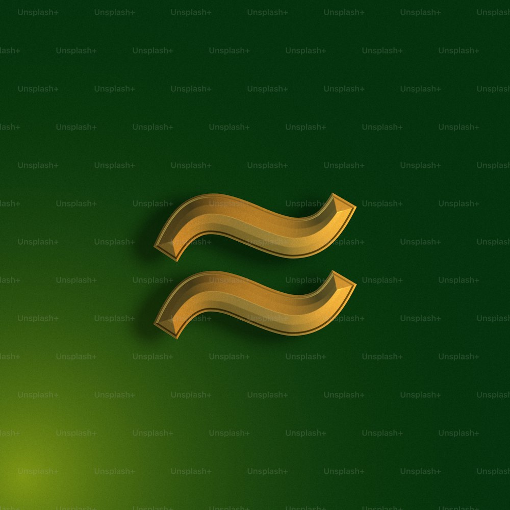 a gold letter s on a green background