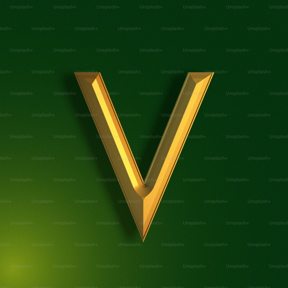 Una V dorata su sfondo verde