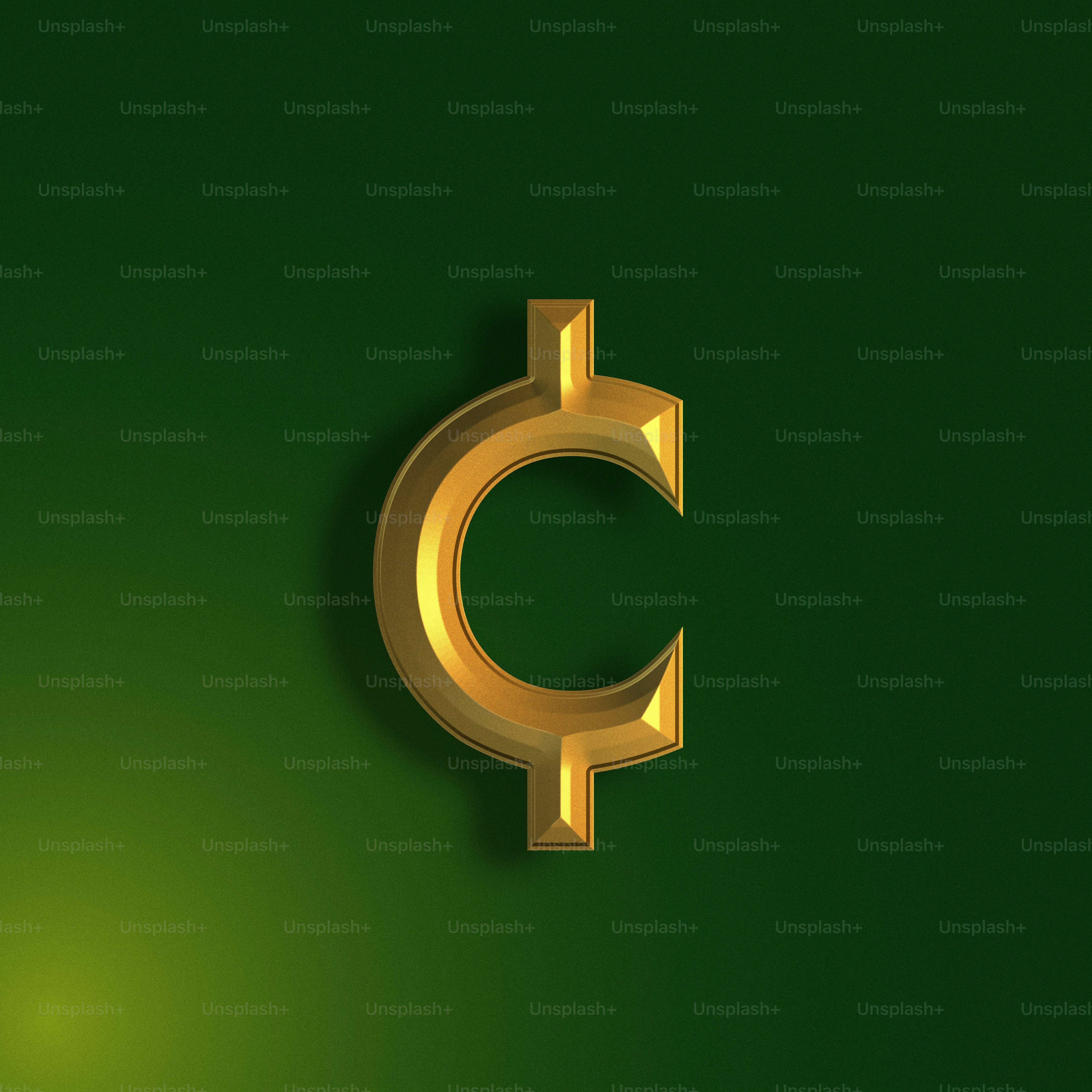 a golden symbol on a green background