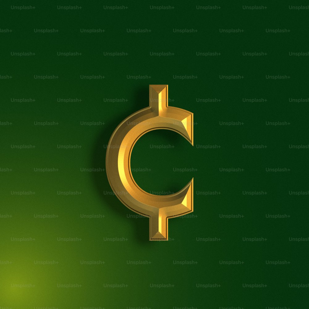 um símbolo dourado em um fundo verde