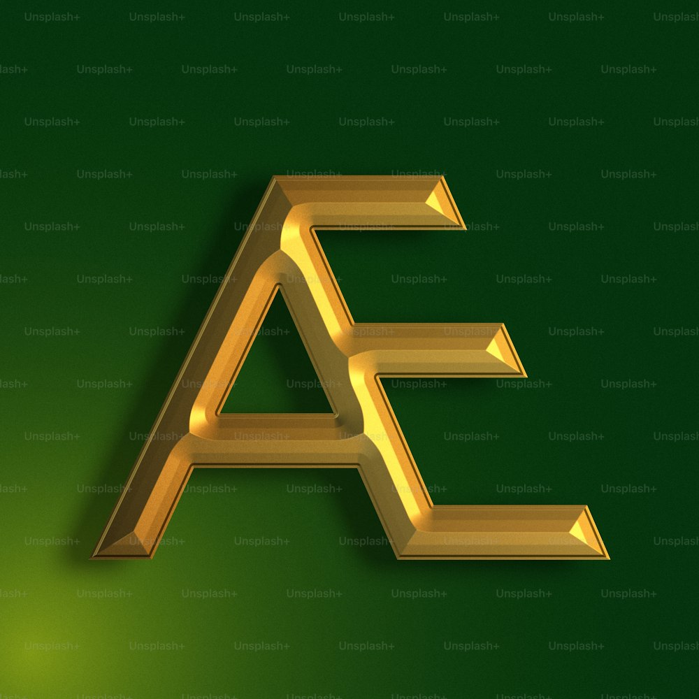 the letter e is made up of gold letters