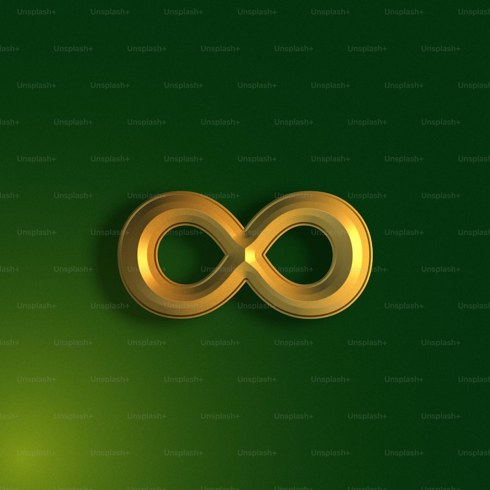 a gold symbol on a green background