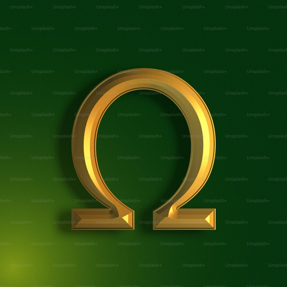 a golden symbol on a green background