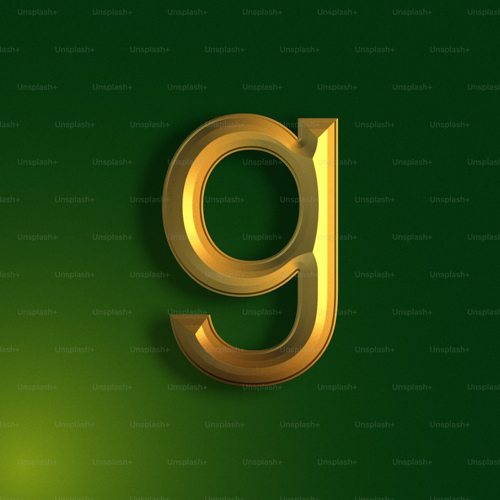uma letra dourada g em um fundo verde