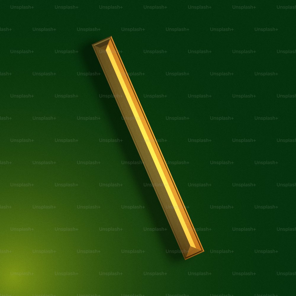 a green background with a gold rectangular object