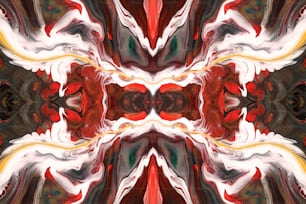 an abstract image of a red, white and black flower