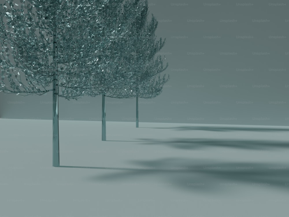 un groupe d’arbres qui se tiennent debout dans la neige