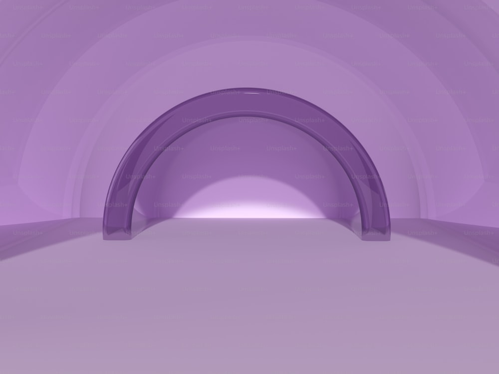 Un túnel púrpura con una luz al final