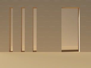 Ein leerer Raum mit einer Tür in der Mitte