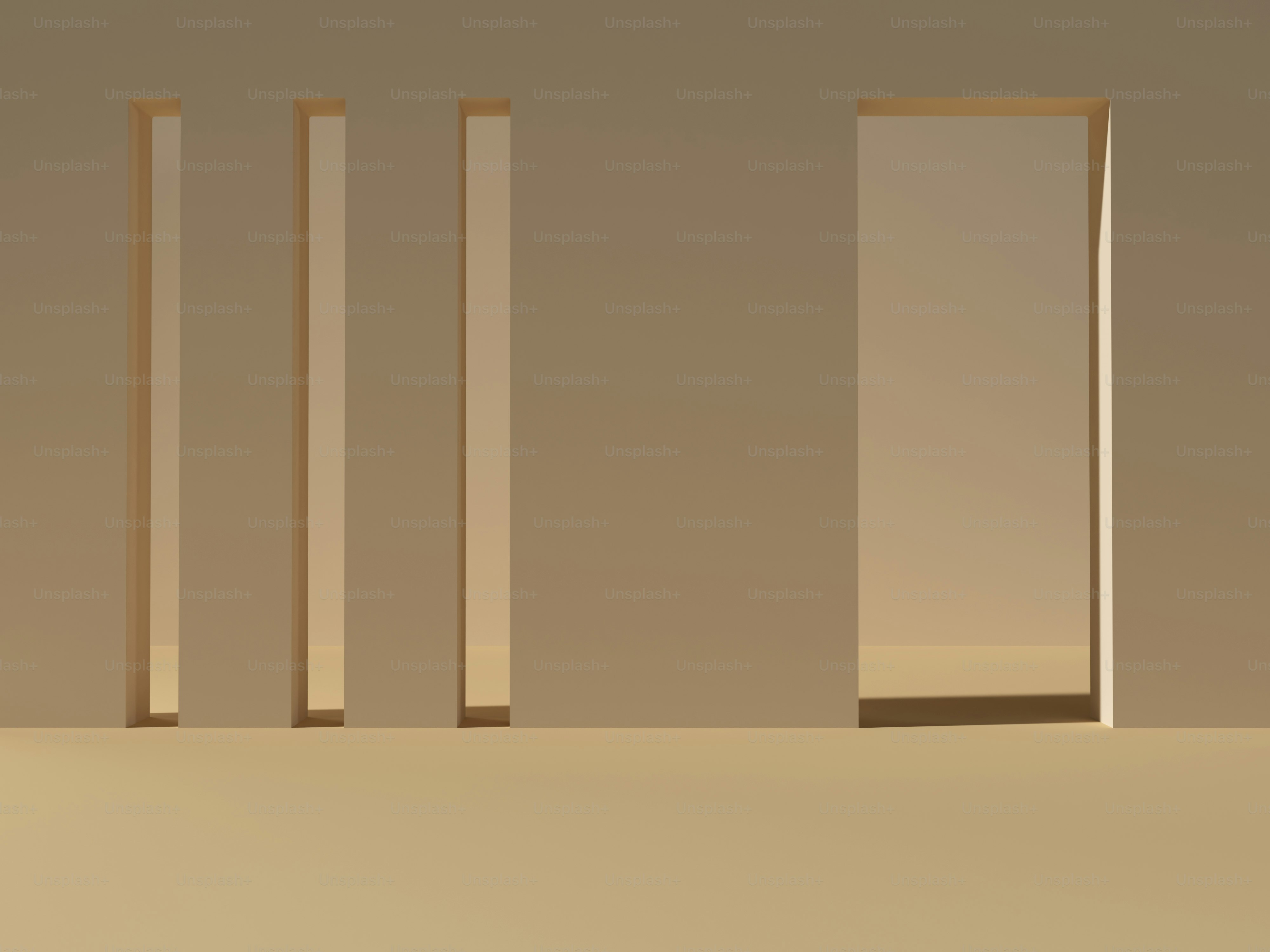 an empty room with a door in the middle of it