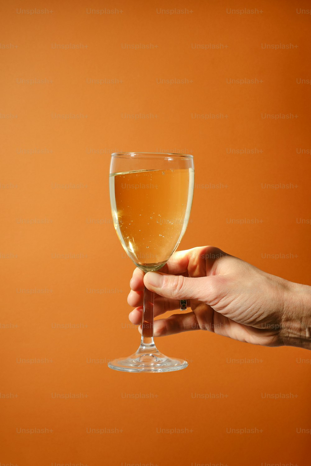 uma pessoa segurando uma taça de vinho na mão