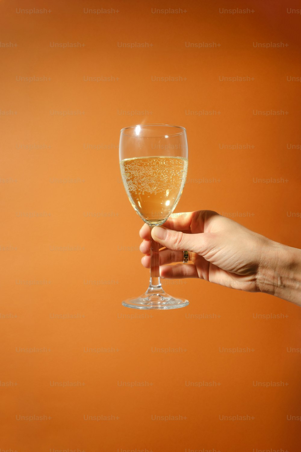 a person holding a wine glass in their hand