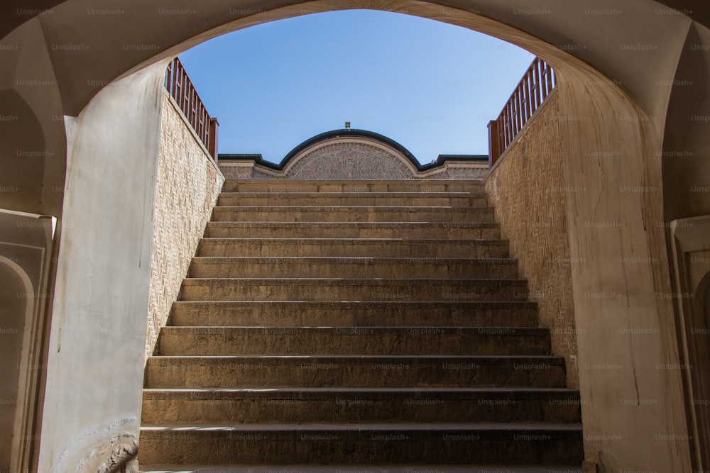 a set of stairs leading up to a building