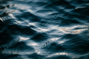 Una foto sfocata della superficie dell'acqua di uno specchio d'acqua