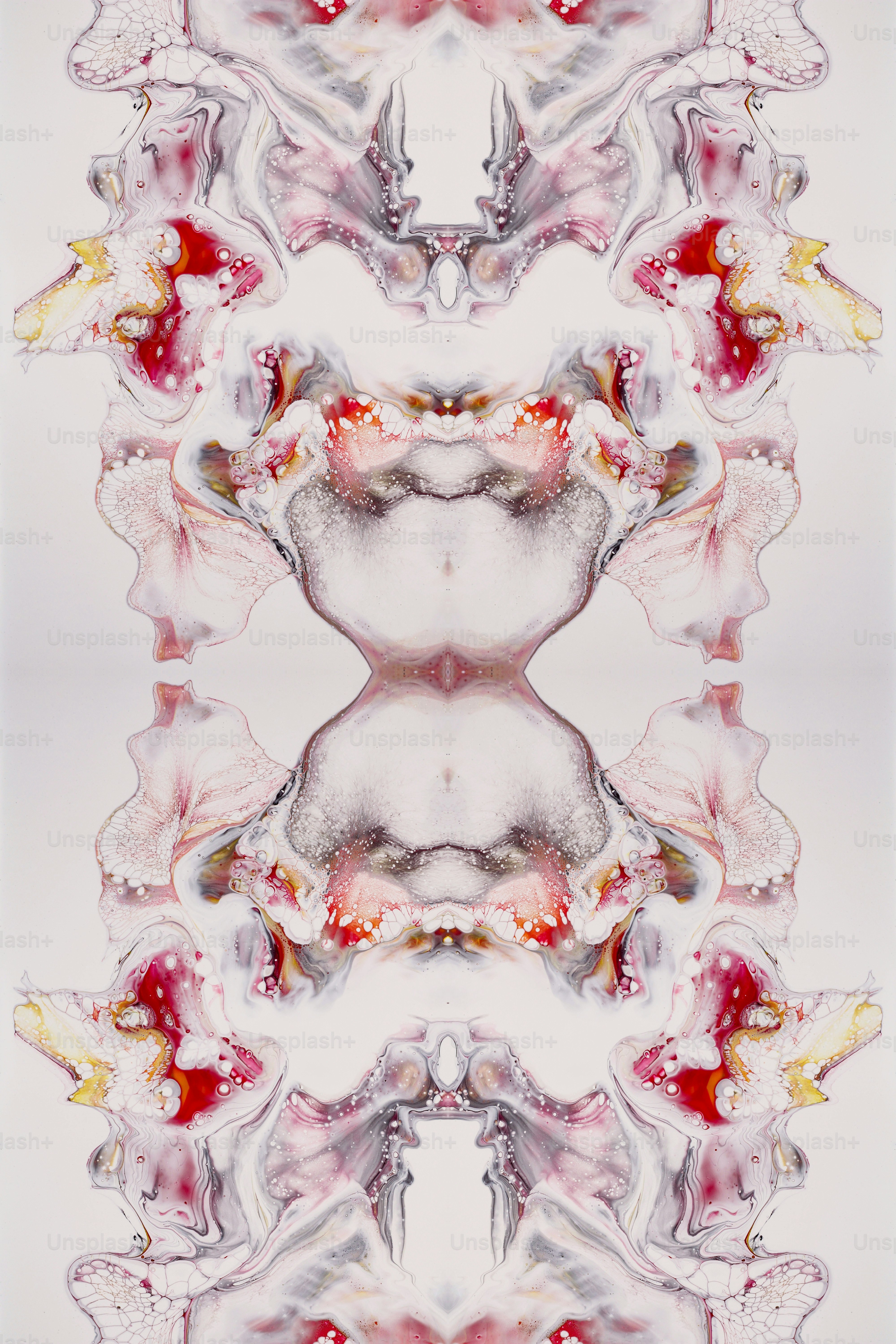 Una imagen abstracta de un objeto rojo y blanco