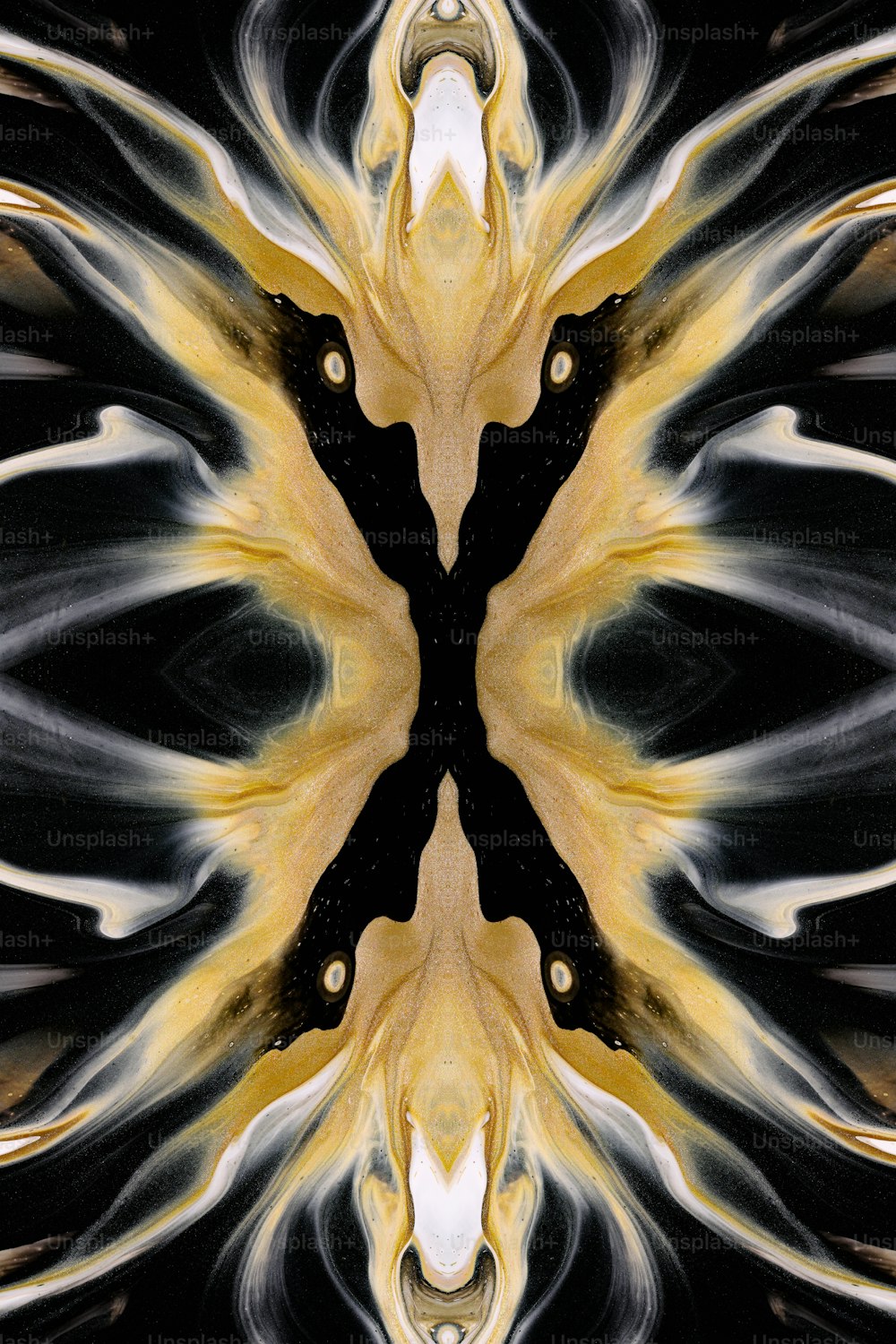 a computer generated image of a black and yellow flower