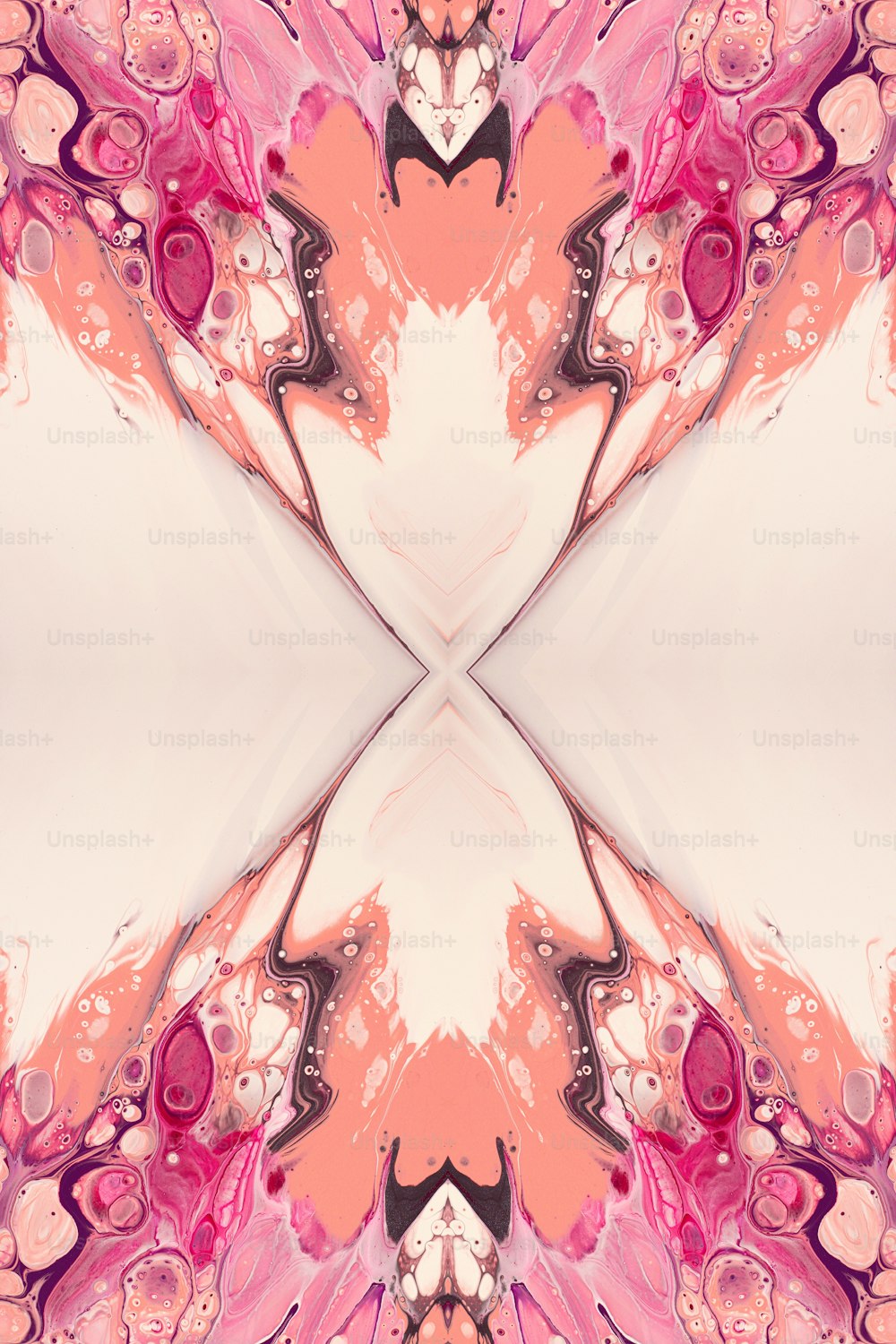 uma imagem de um design abstrato rosa e branco