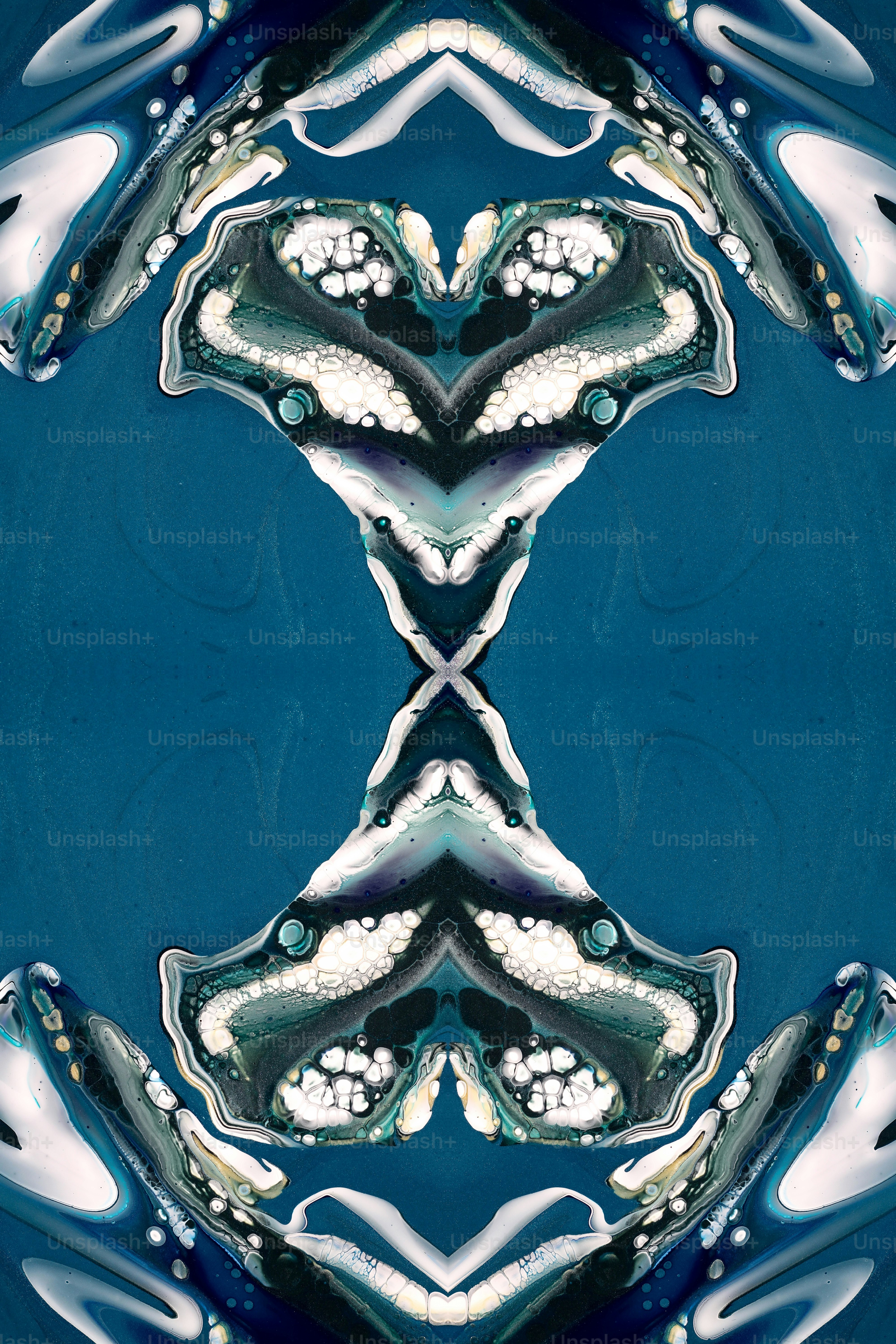 an abstract image of a blue and white design