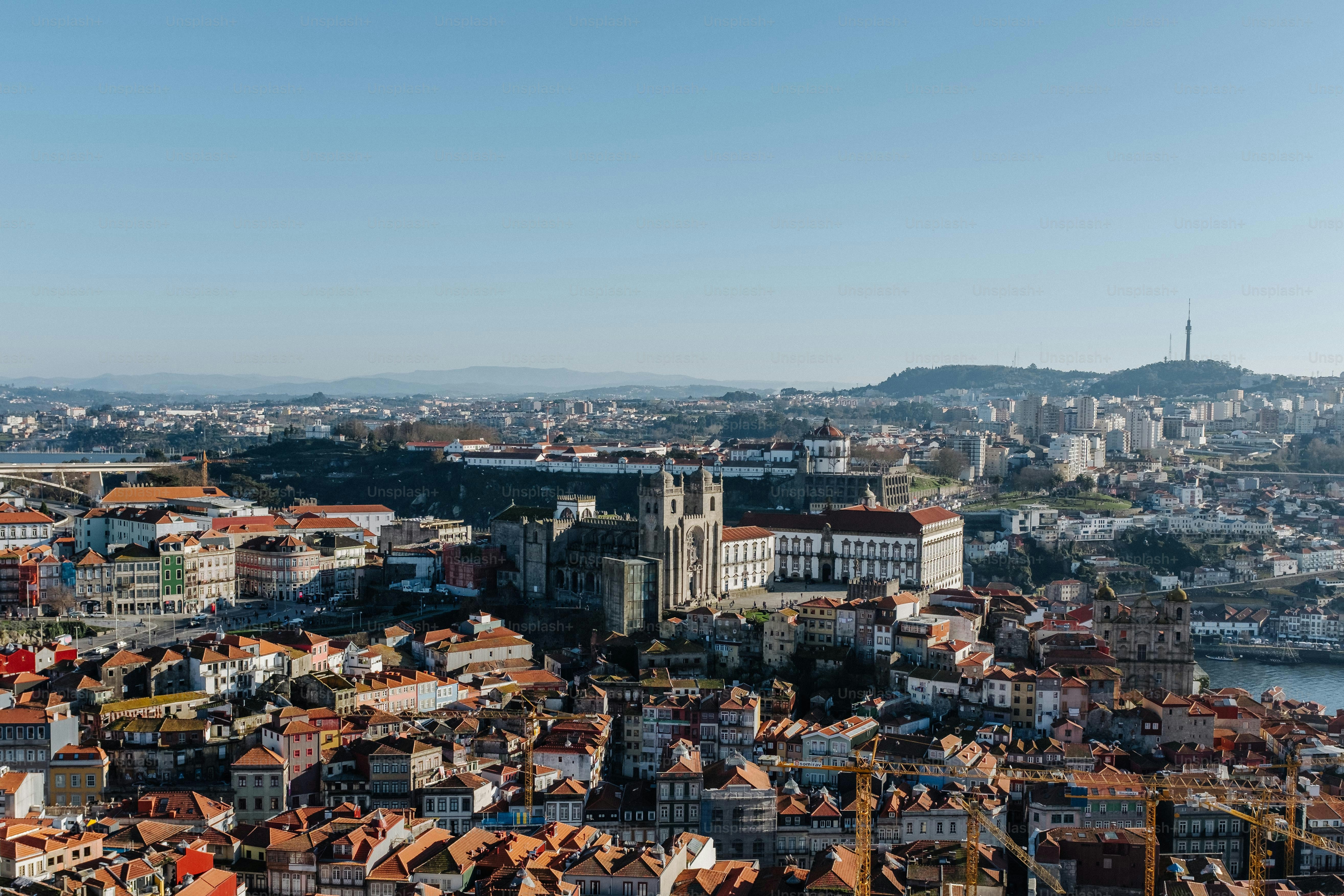 a view of a city with a river running through it