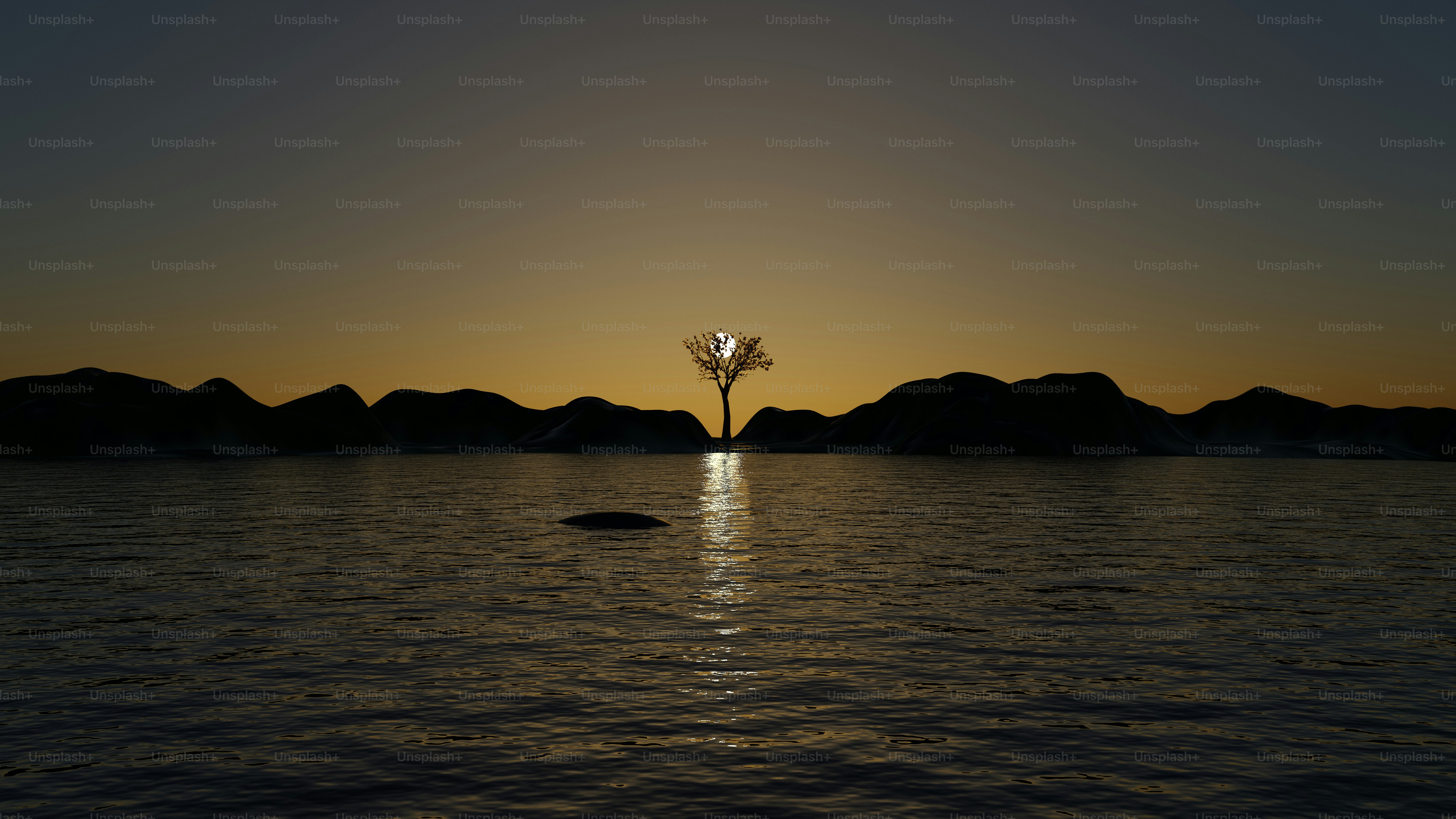 Un árbol solitario en medio de un cuerpo de agua