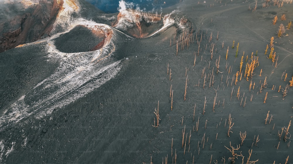 an aerial view of a barren area of land