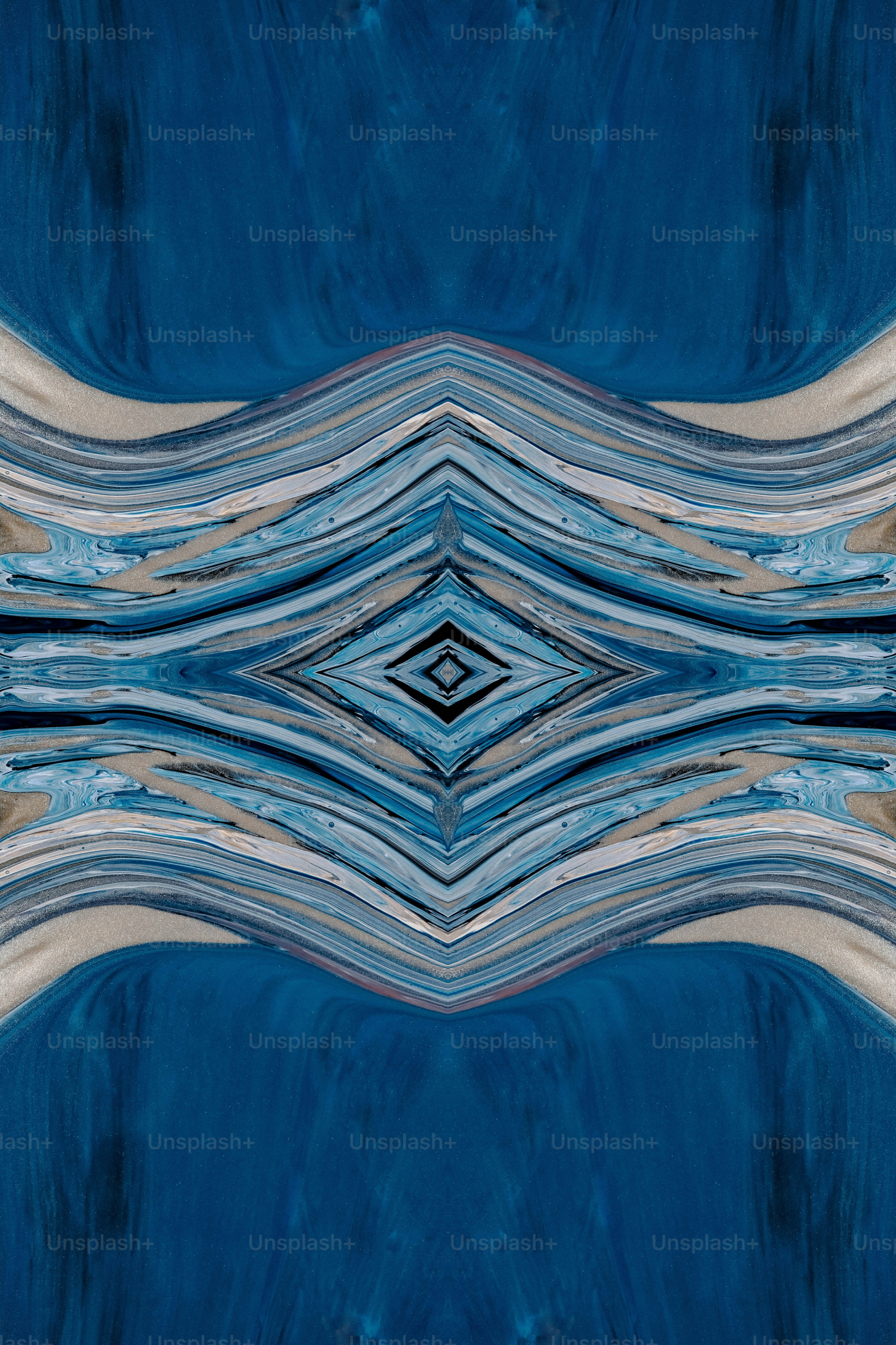 a blue and white pattern with a black center