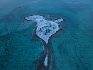 an aerial view of an island in the middle of the ocean