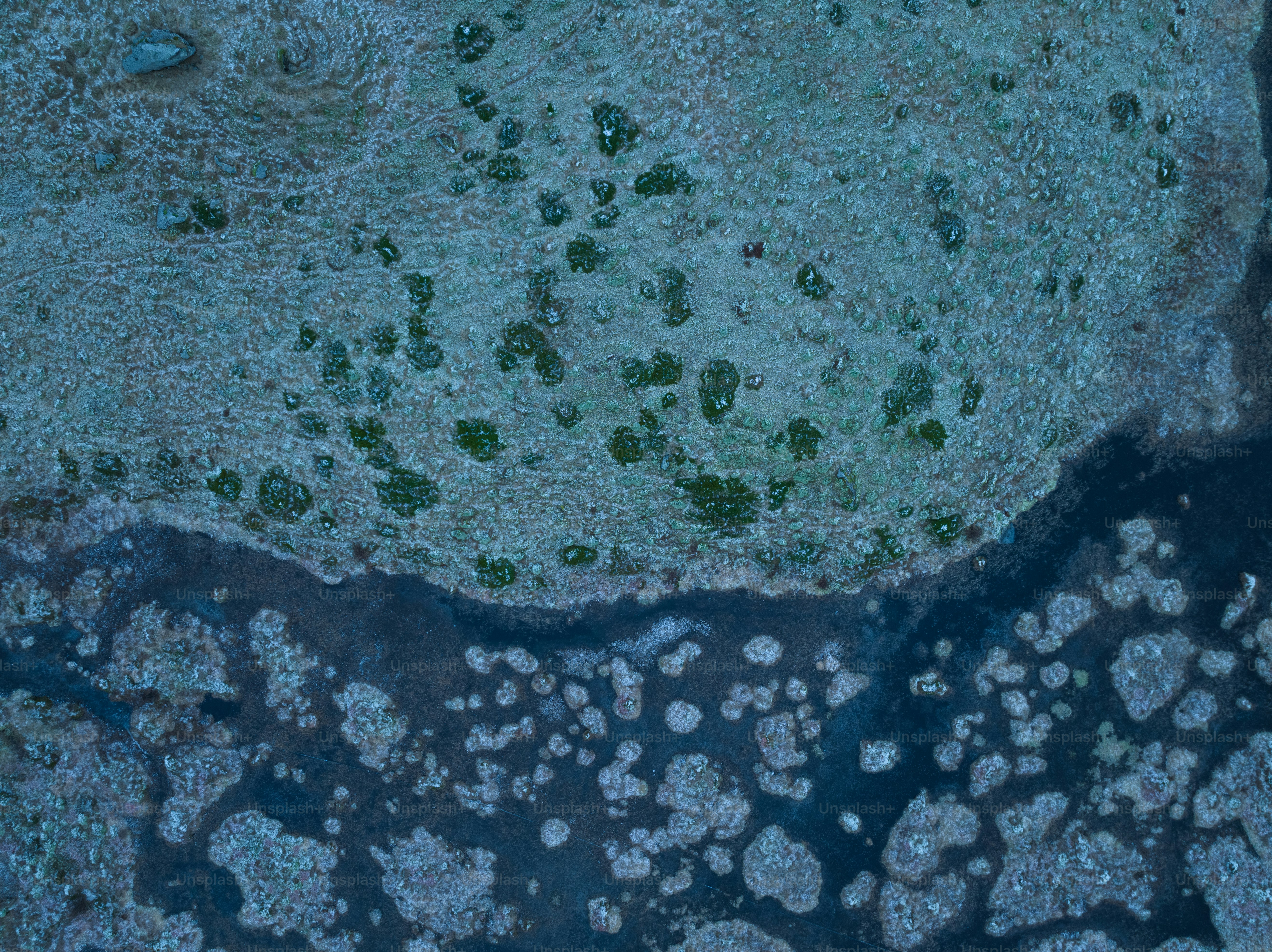 an aerial view of a body of water