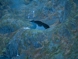 a large body of water surrounded by mountains