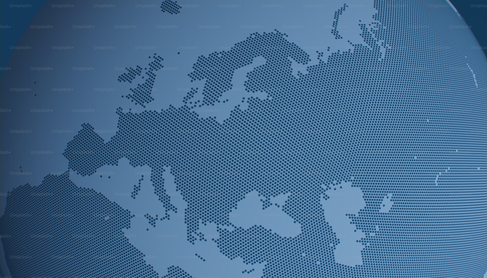 Un primer plano de un mapa del mundo sobre un fondo azul