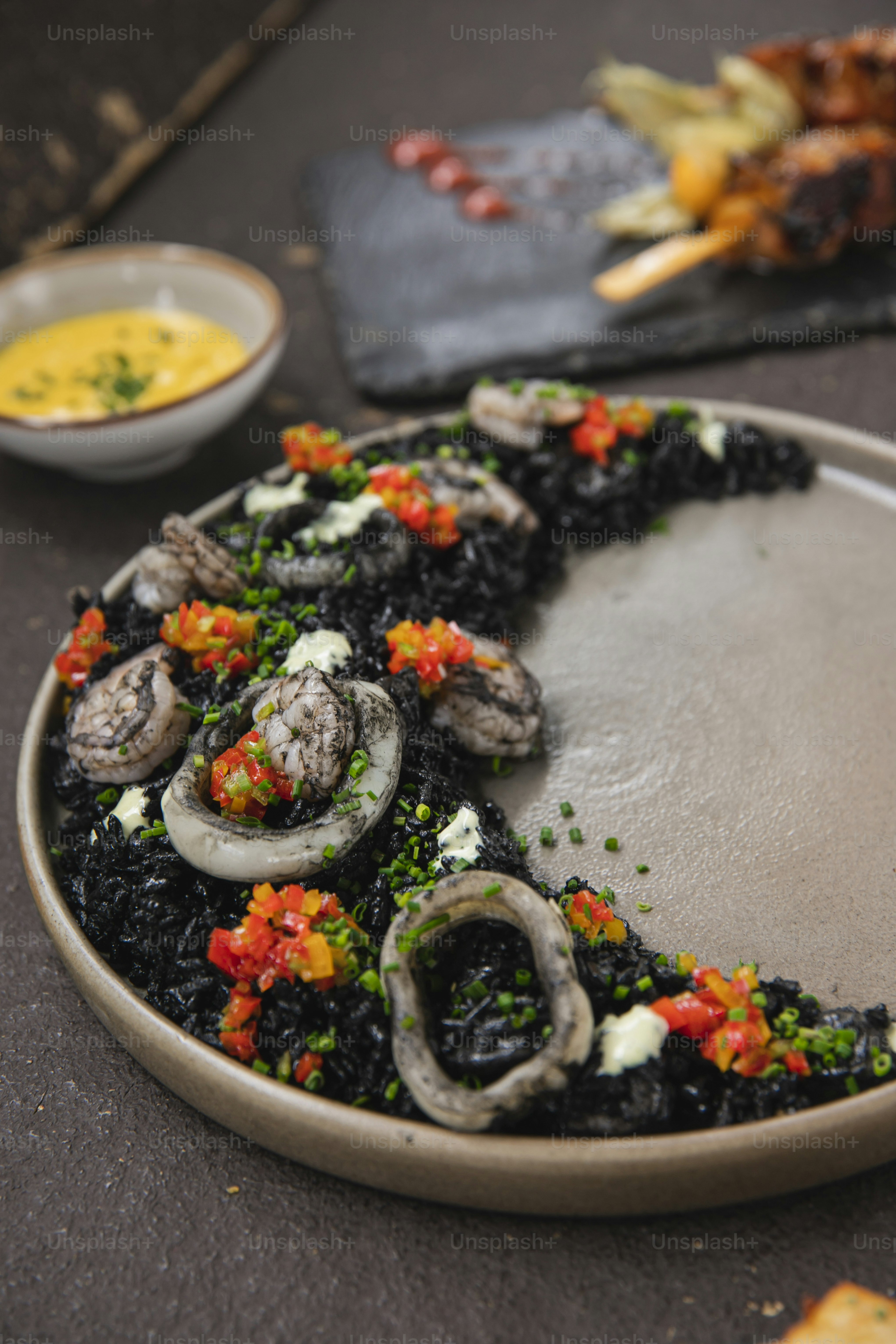 a plate of food that is on a table