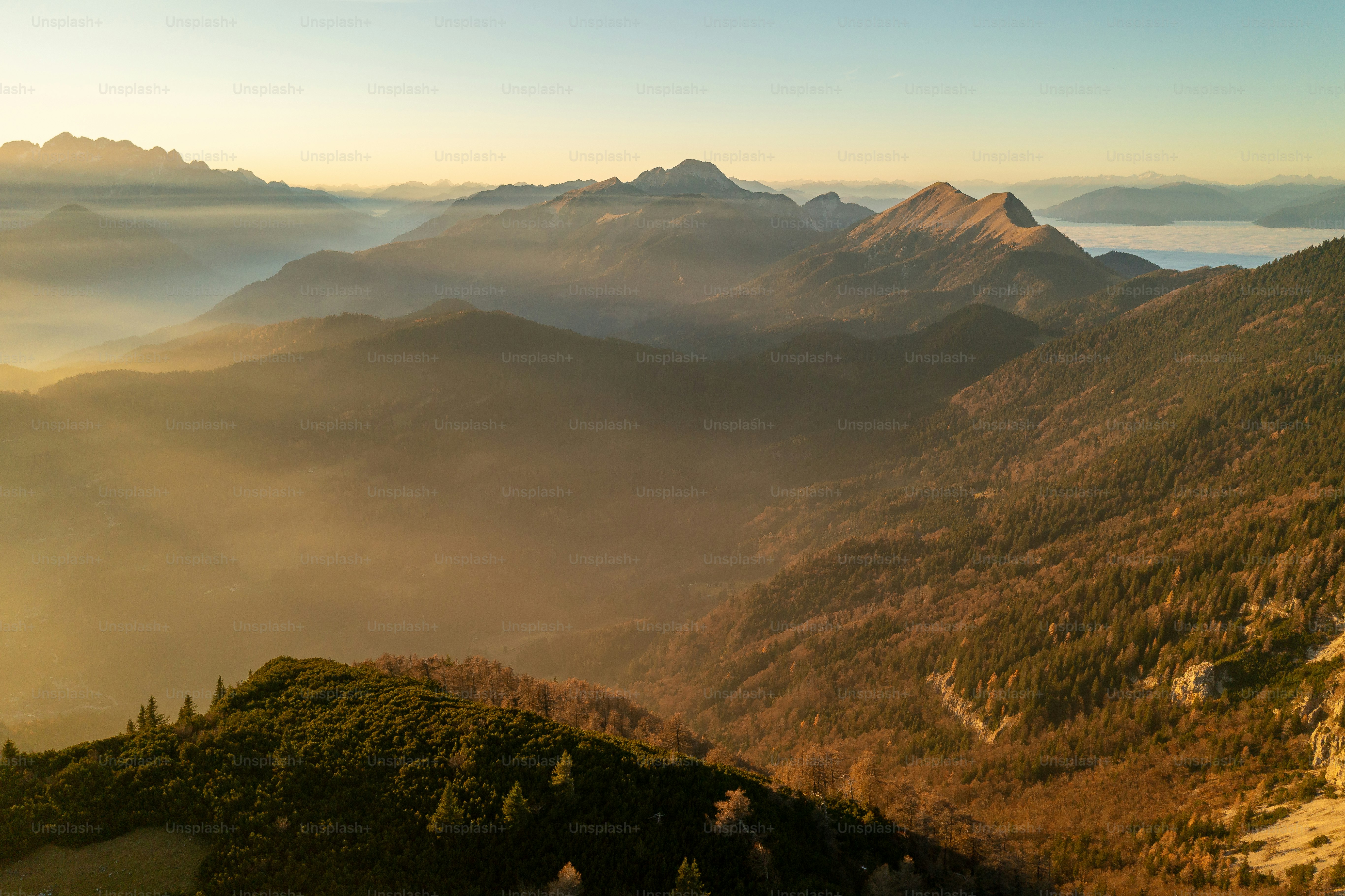 a view of a mountain range from a high point of view