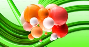 Un grupo de globos flotando sobre una planta verde