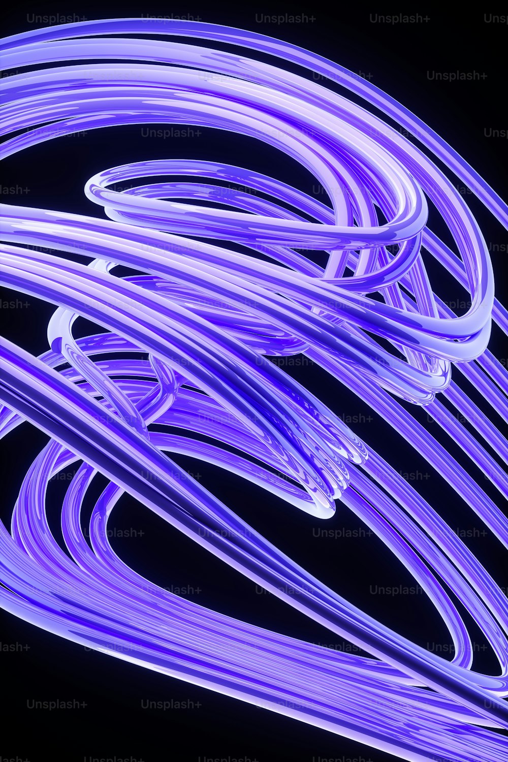 a bunch of purple wires on a black background