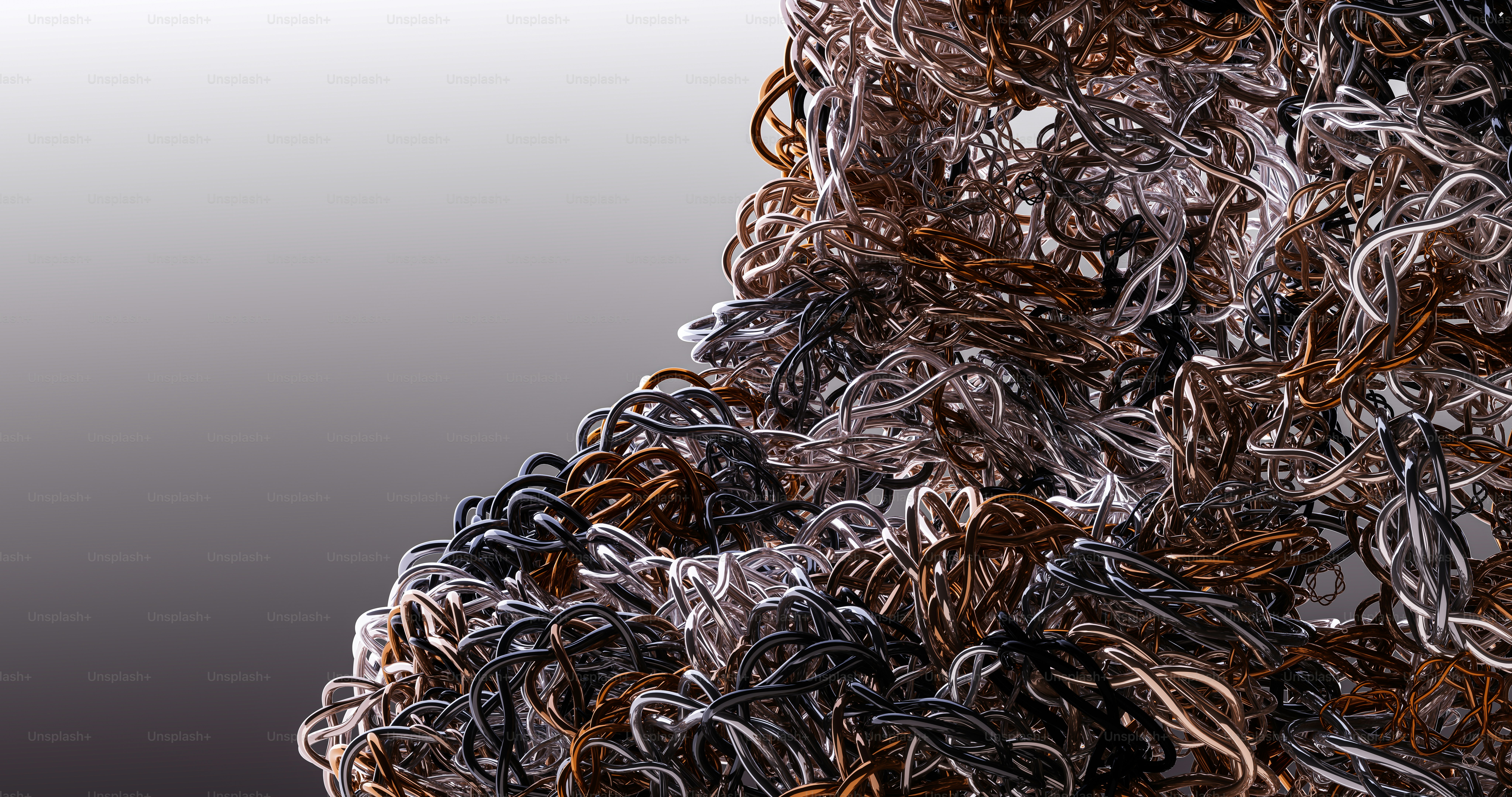 a bunch of metal chains hanging from a ceiling