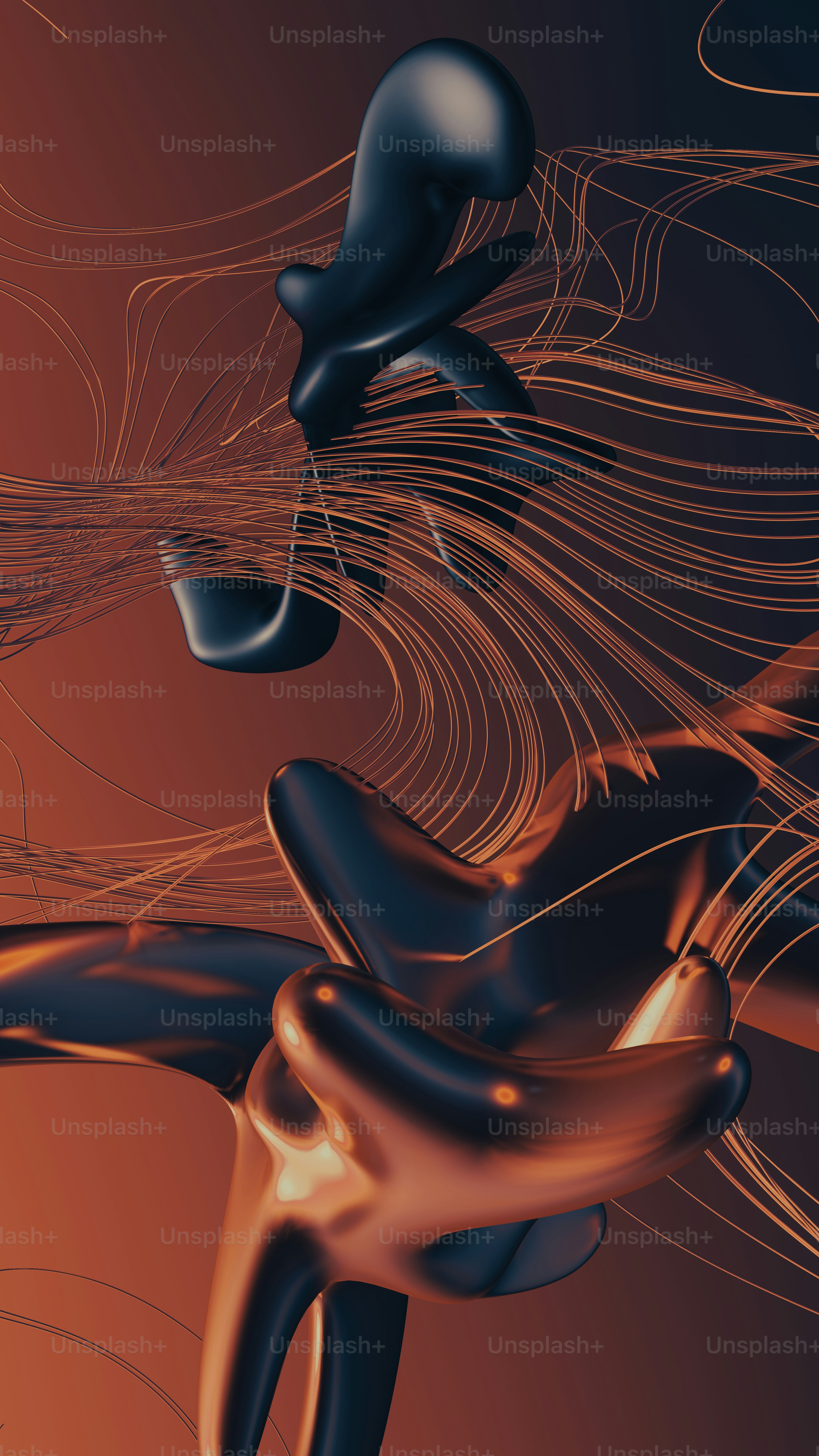 une image générée par ordinateur d’un objet noir et orange